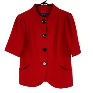Lafayette 148 New York Jacket Blazer Size 6 Red Short Sleeve Pockets Lined